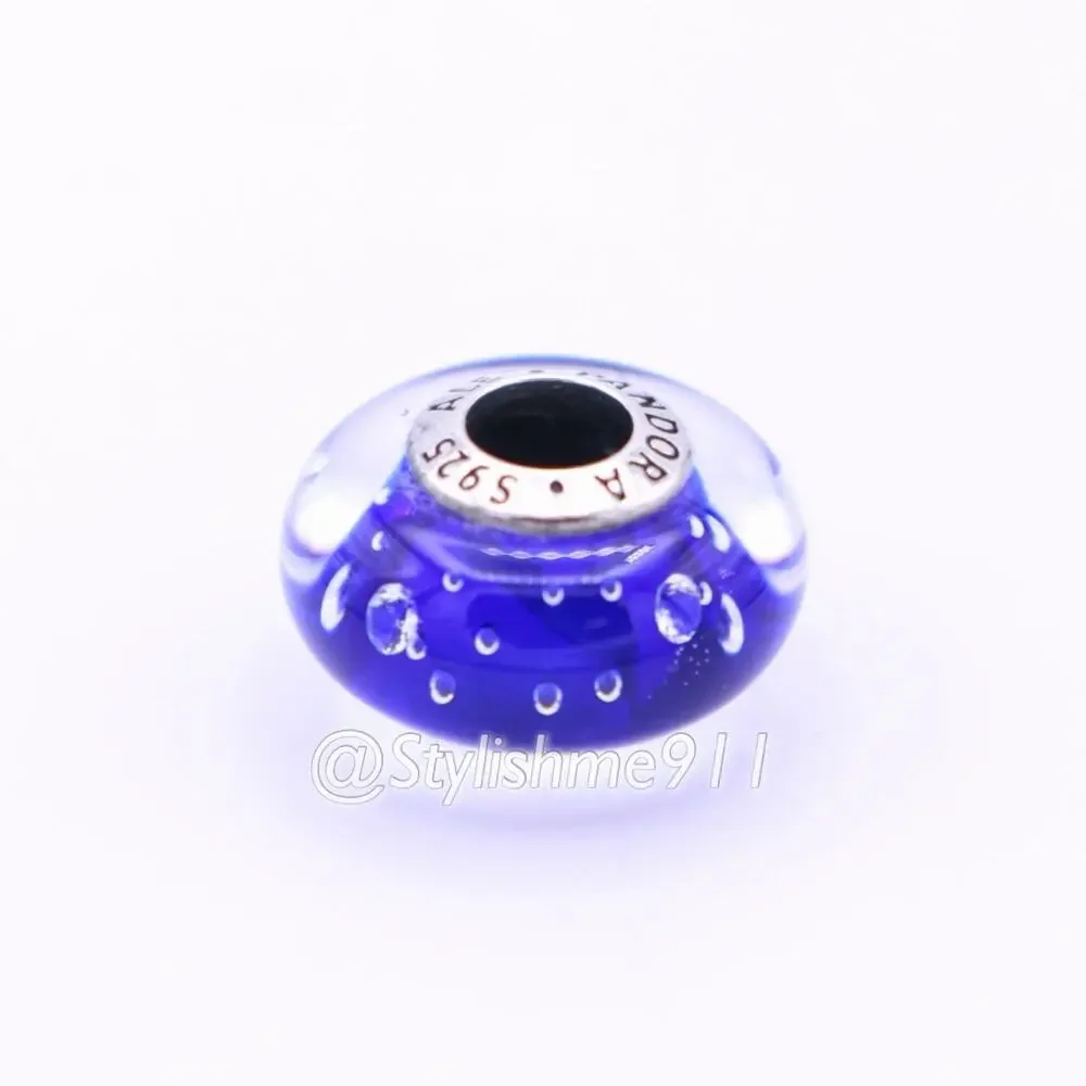 Authentic PANDORA Dark Blue Effervescence Glass Charm